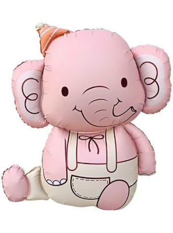 Фольга шар фигура Слоник в колпачке Розовый 35"/89 см Китай