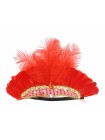 Головной убор Кабаре ткань/перо на резинке цвет красный HS-16-9