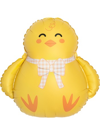 Фольга шар фигура Цыпленок с бантиком 21"/53 см