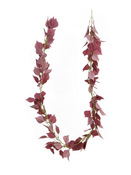 Гирлянда с осиновыми листьями 200 см цвет пурпурный  HS-3-11