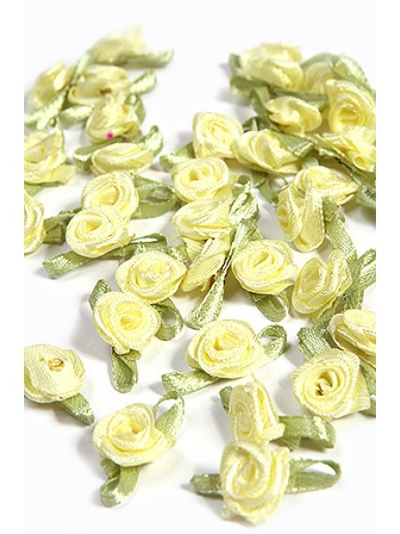 Цветок декоративный 001/32 атласная розочка ванильная  1 х 2,5 см
