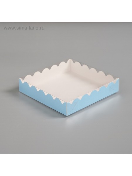 Коробка кондитерская 12 х12 х3 см цвет голубой - для печенья