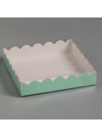 Коробка кондитерская 12 х12 х3 см  цвет мятный - для печенья
