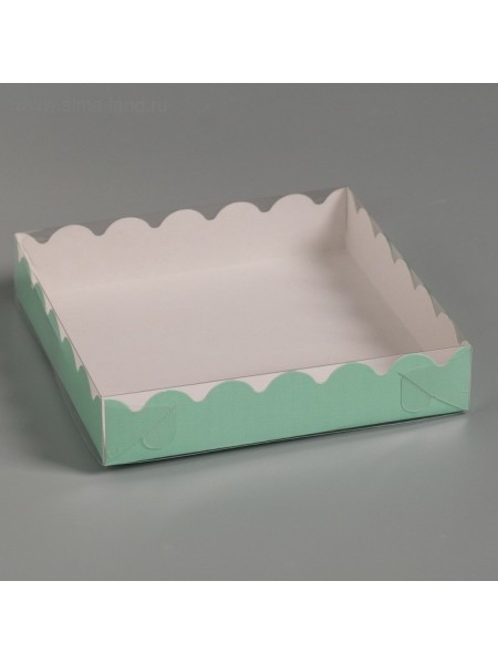 Коробка кондитерская 12 х12 х3 см  цвет мятный - для печенья