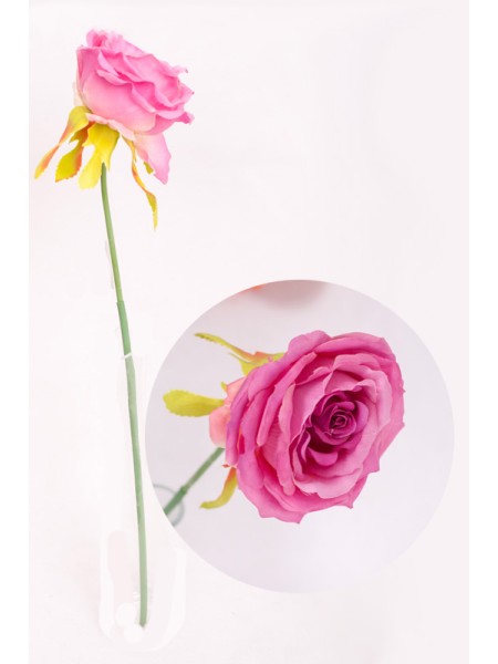 Роза цветок искусственный 44см розовая