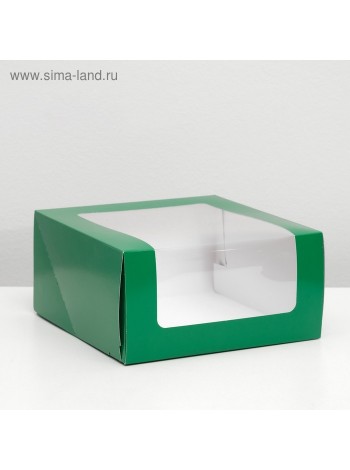 Коробка кондитерская 23,5 х23,5 х11,5 см с окном Мусс цвет темно-зеленый