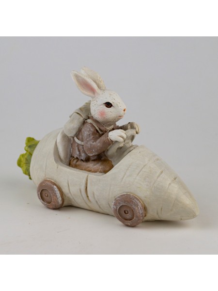 Кролик в машине 10 х 16,5 х 6,5 см полирезин цвет белый/коричневый