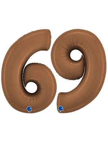 Фольга шар Цифра 6/9 40"/100 см Сатин Chocolate GRABO Италия