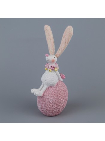 Кролик с яйцом 18,5 х 6,5 х 8,3 см полирезин цвет белый/розовый