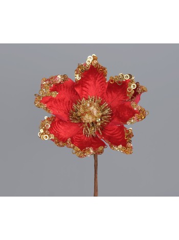 Магнолия 20 см с глиттером цвет красный