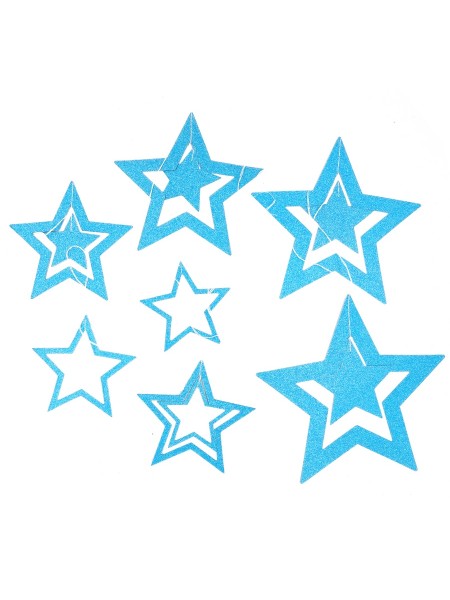 Подвеска Звезда 3D набор бумажный 7 шт цвет голубой HS-62-3