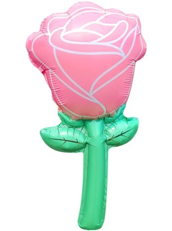 Фольга шар фигура мини Роза Розовая 17"/43 см клапаном Китай 5 шт в упак