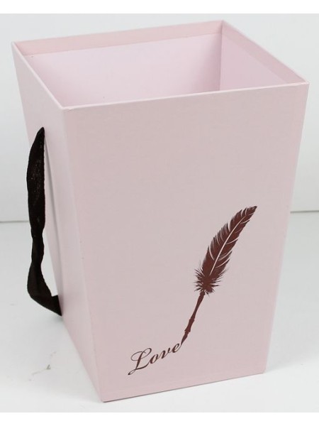 Коробка для цветов 12,7 х12,7 х22,7 см цвет розовый