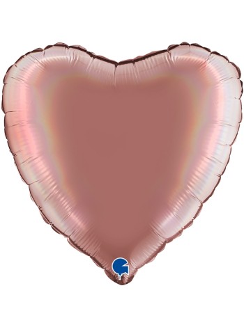 Фольга шар Сердце 18"/46 см Розовое золото голография Италия