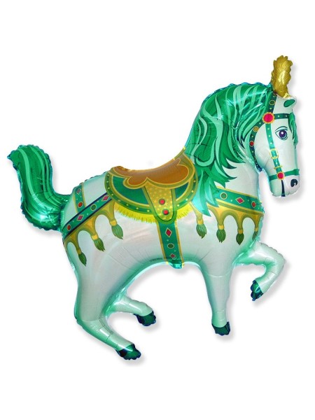 Фольга шар Нарядная лошадь зеленый  39"/99 см 1шт Испания 1207-1289