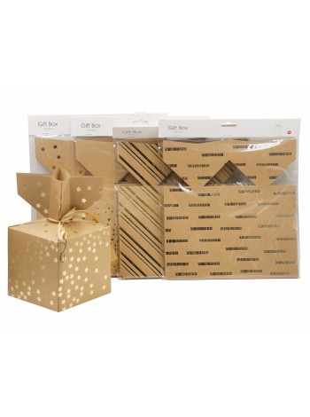 Коробка складная 13 х13 х13 см набор 2 шт крафт с бантом цвет микс HS-8-7