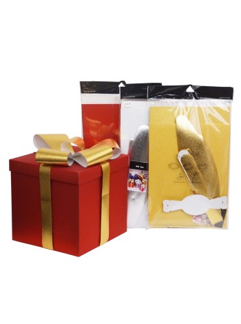 Коробка картон комплит 29 х29 х29 см 29 с бантом цвет микс HS-8-1