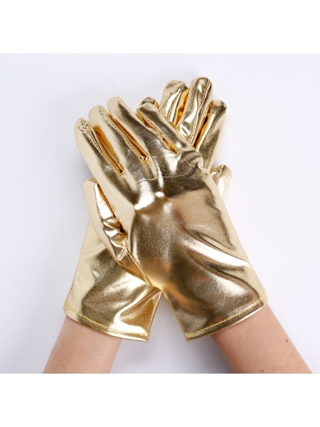 Перчатки искусственная кожа цвет золотой