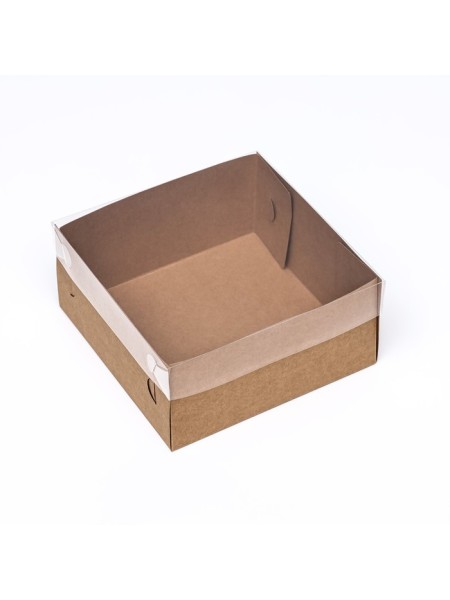 Коробка кондитерская 17 х17 х8 см PVC крышка крафт
