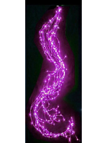 Электрогирлянда Конский хвост 180 см 10 нитей 200 лампочек цвет розовый HS-19-1