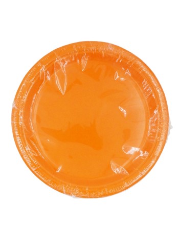 Тарелка бумага однотонная 12 шт 18 см цвет оранжевый HS-16-1