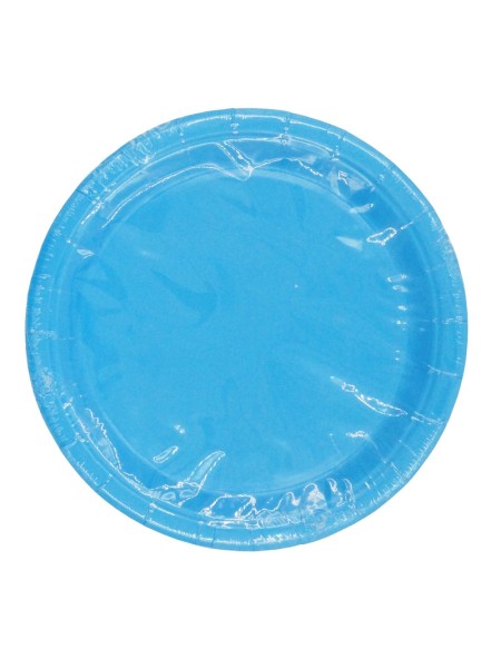 Тарелка бумага 12 шт 18 см однотонная цвет голубой HS-16-1