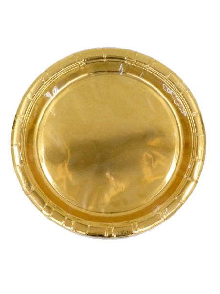 Тарелка бумага 12 шт 18 см фольгированная цвет золотой HS-16-4