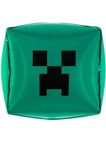Фольга шар фигура Куб 3D Пиксельный монстр Зеленый 22"/56 см Китай