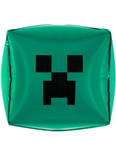 Фольга шар фигура Куб 3D Пиксельный монстр Зеленый 22"/56 см Китай