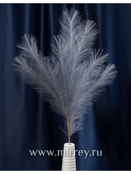 Ветка декоративная с искусствен. перьями 80 см серебро