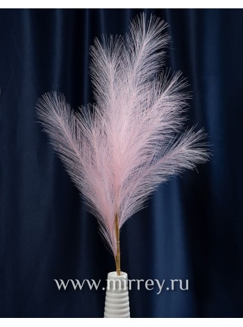 Ветка декоративная с искусствен. перьями 80 см розовая