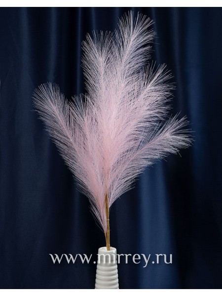 Ветка декоративная с искусствен. перьями 80 см розовая