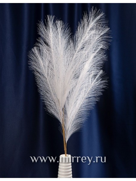 Ветка декоративная с искусствен. перьями 80 см белая