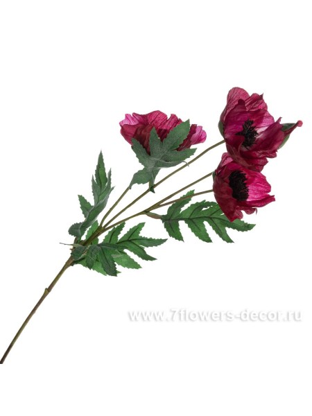 Мак 69 см цветок искусственный цвет винный ткань GDT-005-10