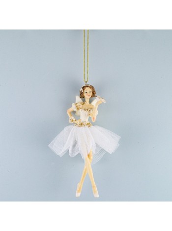 Балерина 15,5 х6,5 х4 см цвет белый/шампань украшение подвесное арт.А182259BG