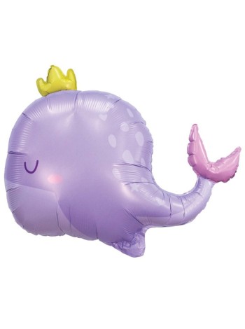 Фольга шар Кит 34"/71 см цвет сиреневый AGURA