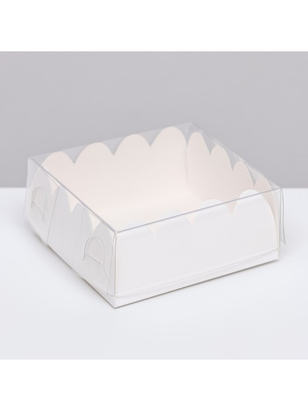 Коробка складная 7 х7 х3 см PVC цвет белый для печенья 1/5