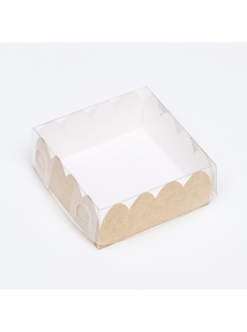 Коробка складная 7 х7 х3 см PVC крафт для печенья 1/5