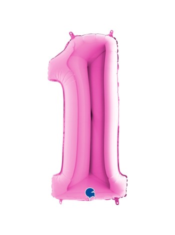 Фольга шар Цифра 1 40"/100 см Pink GRABO Италия