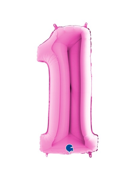 Фольга шар Цифра 1 40"/100 см Pink GRABO Италия
