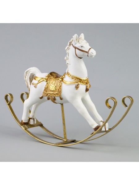 Лошадка 18 х21 х5 см полирезин цвет белый/золото 2478G-14(B)