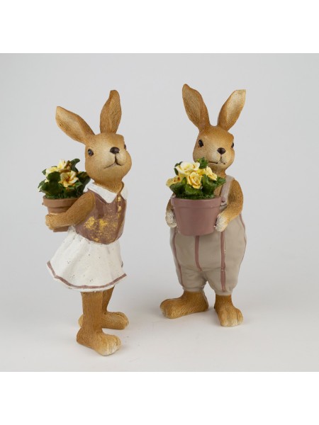 Кролик Мальчик/Девочка 18,5 х 10,5 х 7 см полирезин цвет коричневый