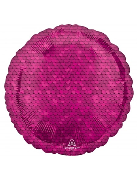 Фольга шар круг Пайетки Pink 18"/46 см
