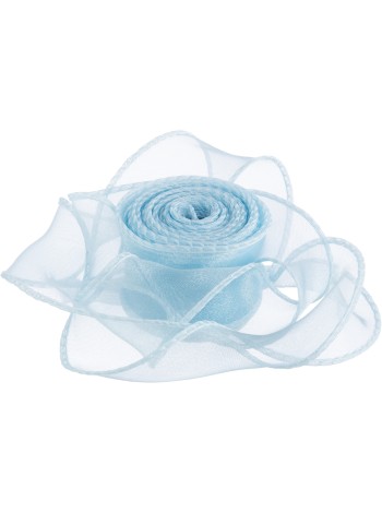Лента органза 4 см х9,14 м с леской цвет Голубой