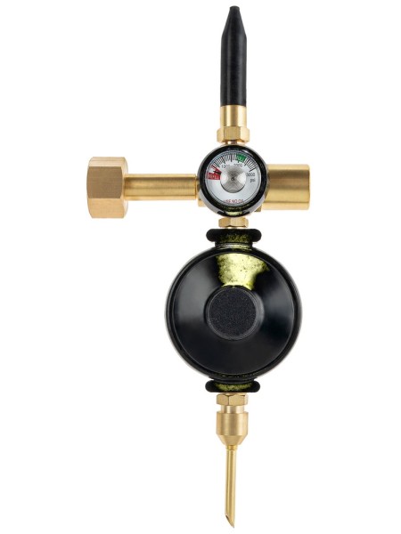 Насадка с манометром прорезиненным наклонным клапаном и отсечным клапаном плавного нажатия