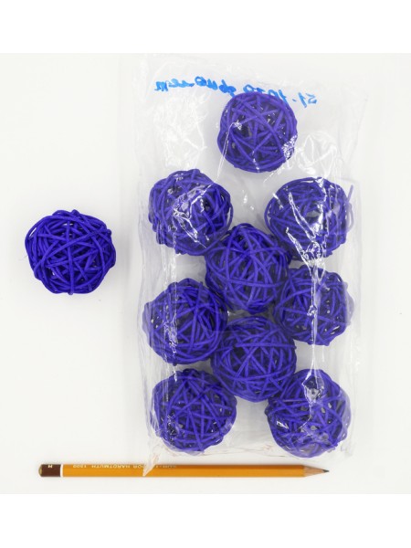 Набор шаров ротанг 5 см 10 шт цвет фиолетовый