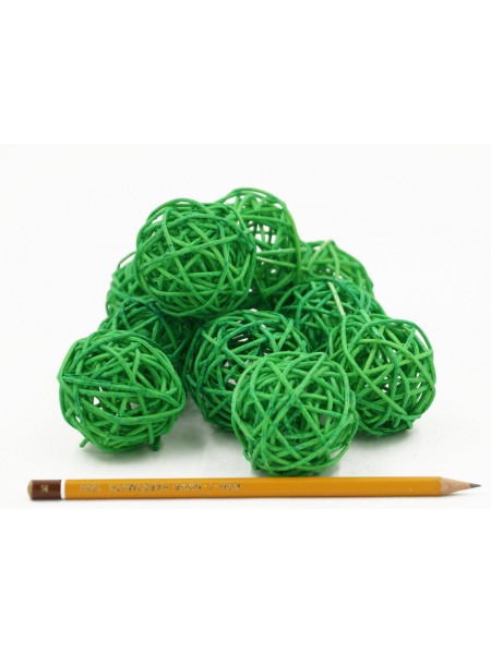 Набор шаров ротанг 5 см 10 шт цвет зеленый