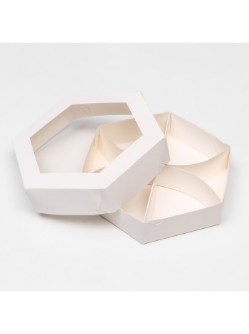 Коробка складная 20 х4 см шестиугольник менажница цвет белый