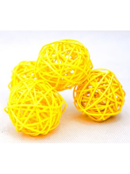 Набор шаров ротанг 5 см 10 шт цвет желтый