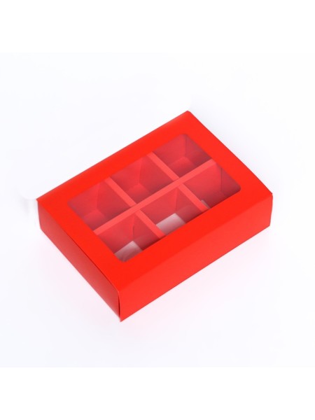 Коробка для конфет 13,7 х9,8 х3,8 см на 6 шт цвет алый